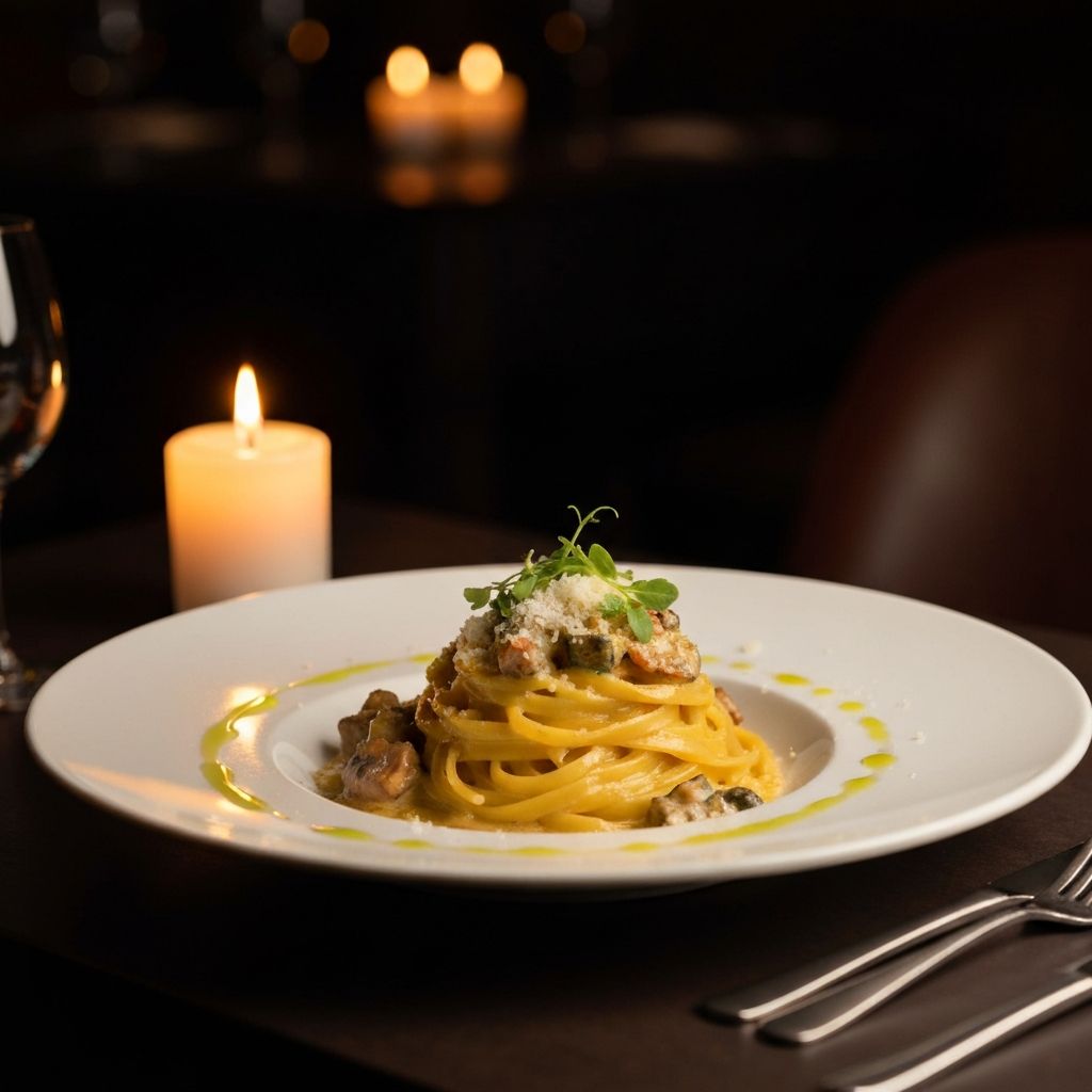 Gourmet pasta dish prepared using Gordon Ramsay cookware